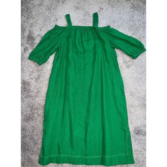 Chico‘s green 100% linen off shoulder midi dress size 2 - US 12/14 ￼ - Picture 1 of 11